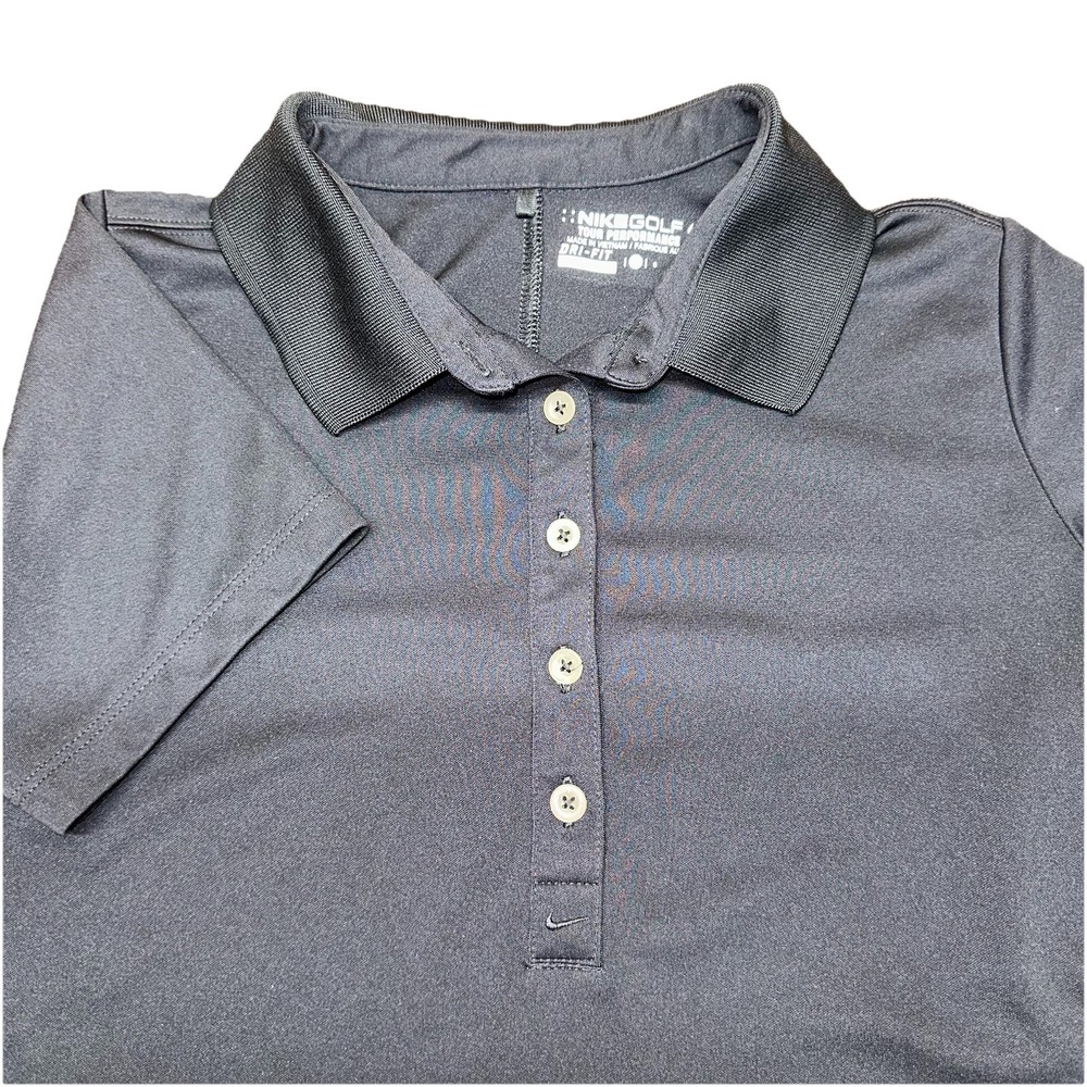 Nike Golf Tour‎ Performance Dri-Fit Black Button Up Collared Polo Women's Small